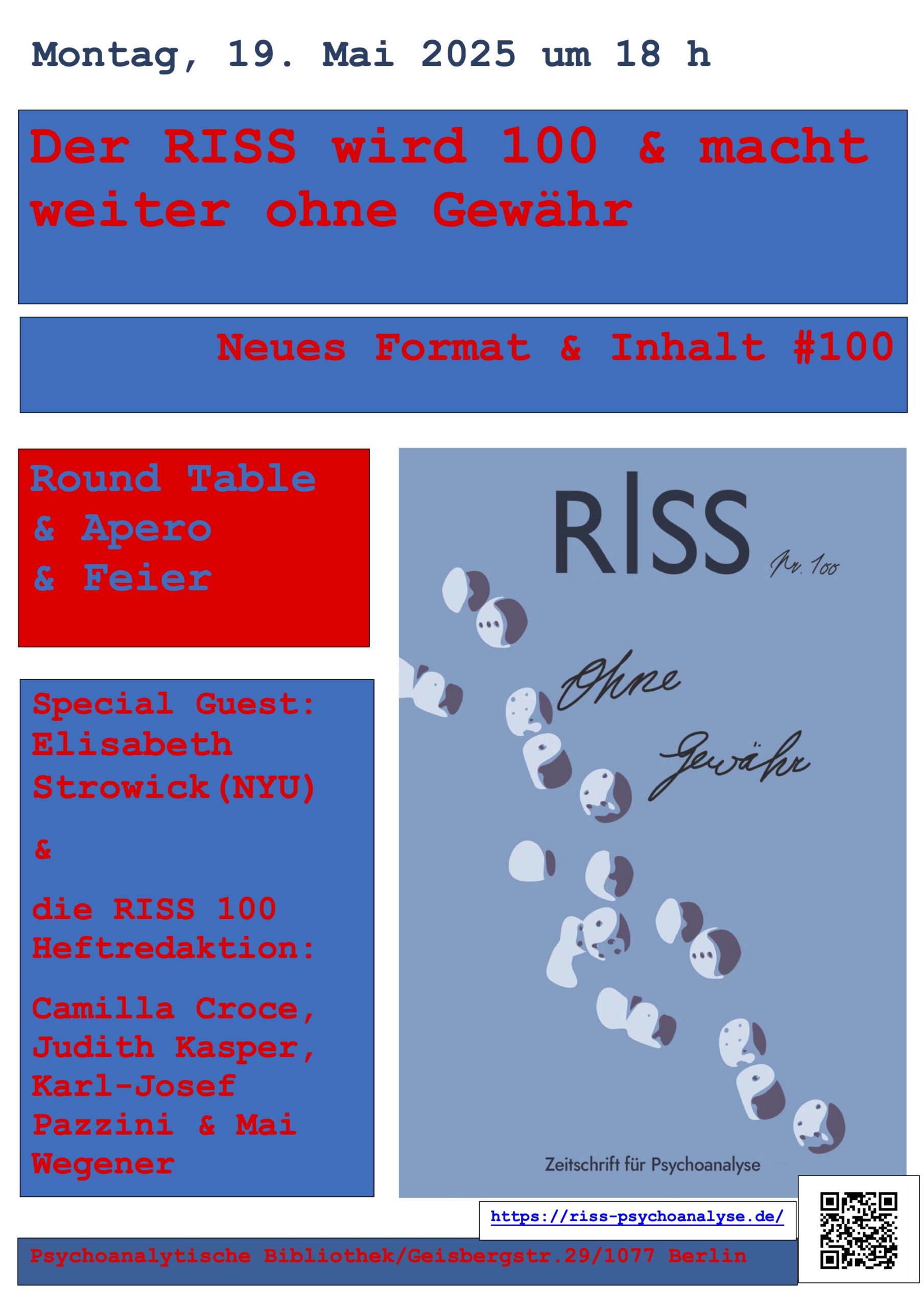 Der RISS wird 100 und macht weiter – ohne Gewähr